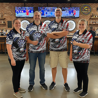 Eagle Plays Dart Arrow Freedom Patriotic Darts Quarter-zip Shirt Personalized US Flag Women Dart Jerseys NYN2519
