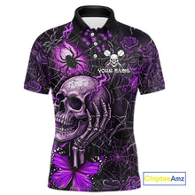 Load image into Gallery viewer, Custom Purple Skull Butterfly Mens Dart Shirts Spider Smoke Dartboard Darts Polo &amp; 1/4-Zip Jerseys NYN3076