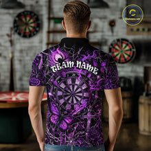 Load image into Gallery viewer, Custom Purple Skull Butterfly Mens Dart Shirts Spider Smoke Dartboard Darts Polo &amp; 1/4-Zip Jerseys NYN3076