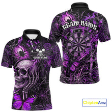 Load image into Gallery viewer, Custom Purple Skull Butterfly Mens Dart Shirts Spider Smoke Dartboard Darts Polo &amp; 1/4-Zip Jerseys NYN3076