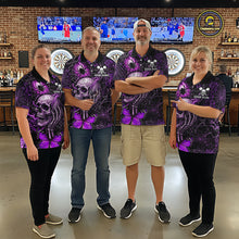 Load image into Gallery viewer, Custom Purple Skull Butterfly Mens Dart Shirts Spider Smoke Dartboard Darts Polo &amp; 1/4-Zip Jerseys NYN3076