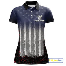 Load image into Gallery viewer, Gray, Blue And Red Grunge US Flag Darts Polo &amp; 1/4-Zip Shirt Custom Patriotic Dart Jersey For Women NYN3081