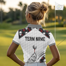 Load image into Gallery viewer, Red Roses Skull Pattern Golf Polo Shirts For Women Custom Bone Hand Golf Team Tournament NYN3254
