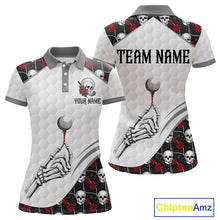 Load image into Gallery viewer, Red Roses Skull Pattern Golf Polo Shirts For Women Custom Bone Hand Golf Team Tournament NYN3254