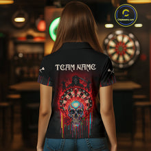 Load image into Gallery viewer, Custom Red Flames Grim Reaper Dartboard Men Darts Polo Shirt Rose Skulls Darts Jersey NYN1975
