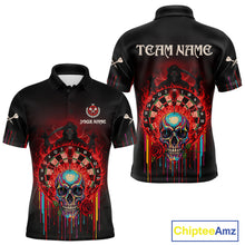 Load image into Gallery viewer, Custom Red Flames Grim Reaper Dartboard Men Darts Polo Shirt Rose Skulls Darts Jersey NYN1975