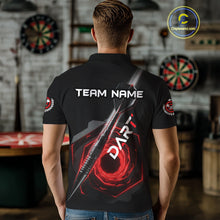 Load image into Gallery viewer, Black And Red Geometry Swirl Dart Arrow Custom Men Darts Polo Shirt Dart Gifts NYN1982