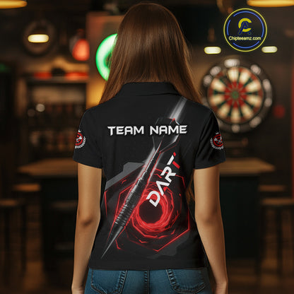 Black And Red Geometry Swirl Dart Arrow Custom Men Darts Polo Shirt Dart Gifts NYN1982
