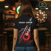 Load image into Gallery viewer, Black And Red Geometry Swirl Dart Arrow Custom Men Darts Polo Shirt Dart Gifts NYN1982