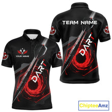 Load image into Gallery viewer, Black And Red Geometry Swirl Dart Arrow Custom Men Darts Polo Shirt Dart Gifts NYN1982