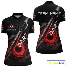 Load image into Gallery viewer, Black And Red Geometry Swirl Dart Arrow Custom Men Darts Polo Shirt Dart Gifts NYN1982