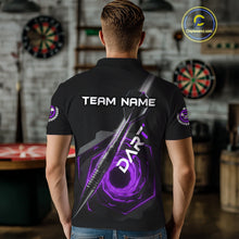 Load image into Gallery viewer, Black And Purple Geometry Swirl Dart Arrow Custom Men Darts Polo Shirt Dart Gifts NYN1983
