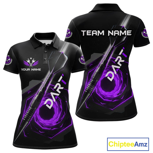 Black And Purple Geometry Swirl Dart Arrow Custom Men Darts Polo Shirt Dart Gifts NYN1983