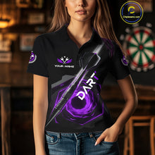Load image into Gallery viewer, Black And Purple Geometry Swirl Dart Arrow Custom Men Darts Polo Shirt Dart Gifts NYN1983