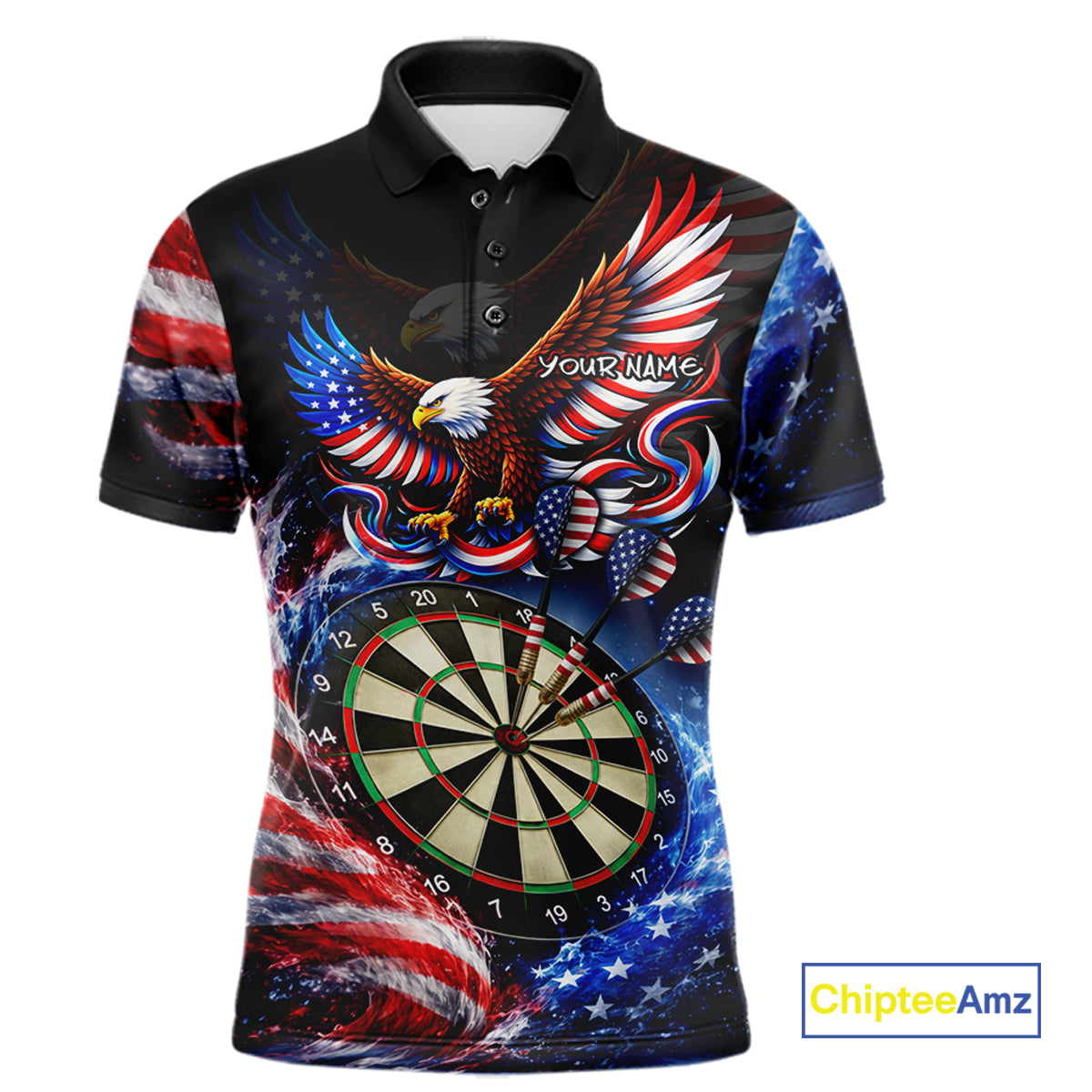 Eagle Dartboard US Flag Freedom Darts Polo Shirt Personalized Patriotic Men Dart Jerseys NYN2527