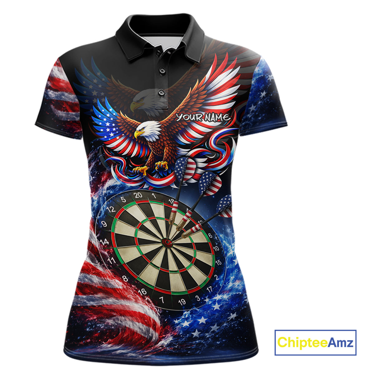 Eagle Dartboard US Flag Freedom Darts Polo Shirt Personalized Patriotic Women Dart Jerseys NYN2527