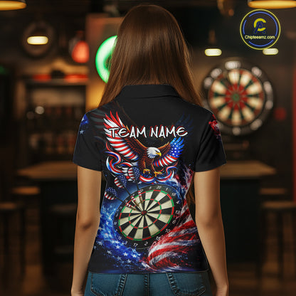 Eagle Dartboard US Flag Freedom Darts Polo Shirt Personalized Patriotic Women Dart Jerseys NYN2527