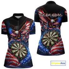 Load image into Gallery viewer, Eagle Dartboard US Flag Freedom Darts Quarter-Zip Shirt Personalized Patriotic Women Dart Jerseys NYN2527