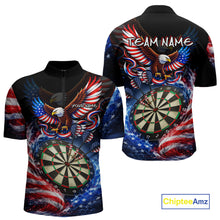 Load image into Gallery viewer, Eagle Dartboard US Flag Freedom Darts Quarter-zip Shirt Personalized Patriotic Men Dart Jerseys NYN2527