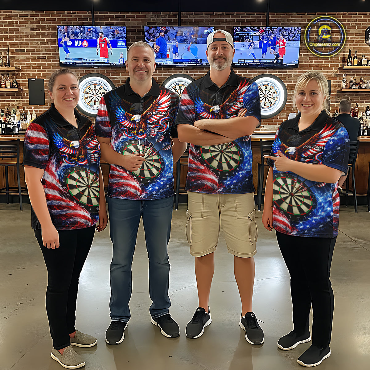 Eagle Dartboard US Flag Freedom Darts Quarter-zip Shirt Personalized Patriotic Men Dart Jerseys NYN2527