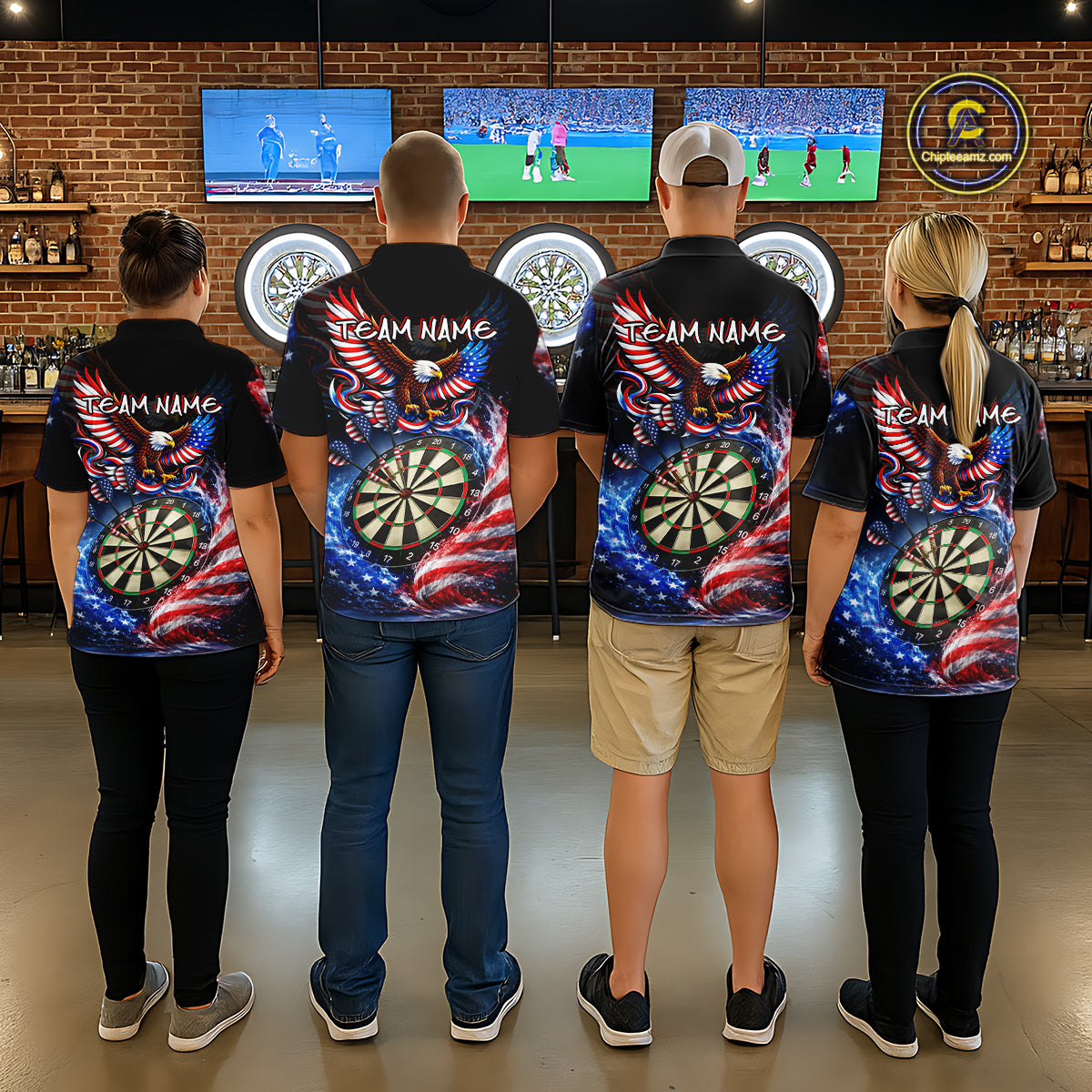 Eagle Dartboard US Flag Freedom Darts Quarter-zip Shirt Personalized Patriotic Men Dart Jerseys NYN2527