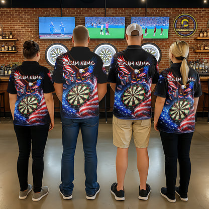 Eagle Dartboard US Flag Freedom Darts Quarter-zip Shirt Personalized Patriotic Men Dart Jerseys NYN2527