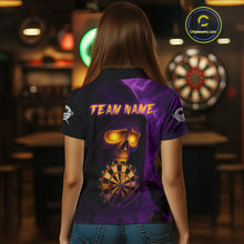 Load image into Gallery viewer, Custom Purple-Yellow Grim Reaper Halloween Women Dart Polo Shirt Dart Tournament Jersey NYN1449