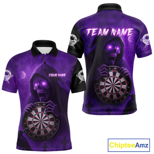 Custom Purple Ravens Grim Reaper Halloween Men Dart Polo Shirt Dart Team Jersey NYN1450