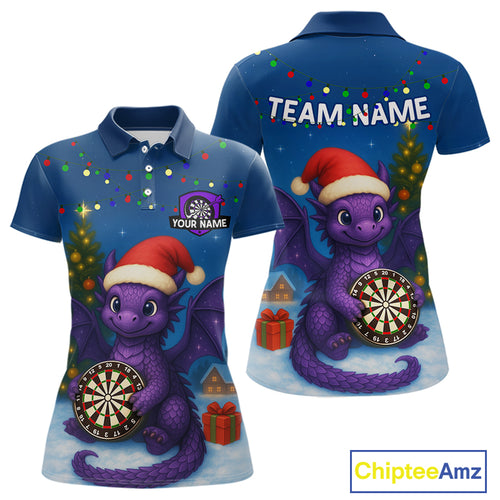 Custom Funny Dragon Dartboard Christmas Dart Polo Shirt For Women Xmas Gift Dart Jersey NYN1455