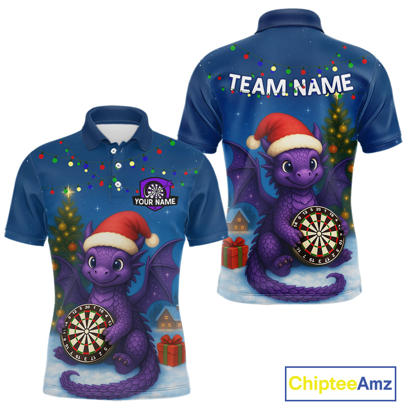 Custom Funny Dragon Dartboard Christmas Dart Polo Shirt For Men Xmas Gift Dart Jersey NYN1455