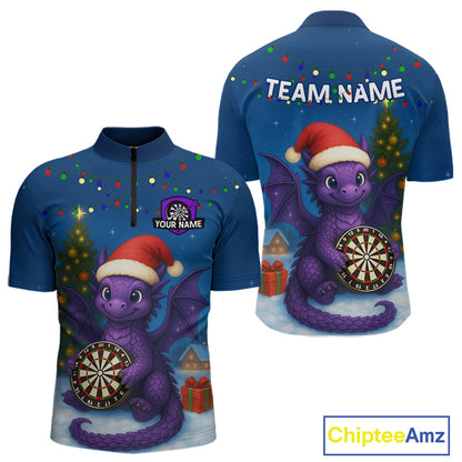 Custom Funny Dragon Dartboard Christmas Dart 1/4-Zip Shirt For Men Xmas Gift Dart Jersey NYN1455