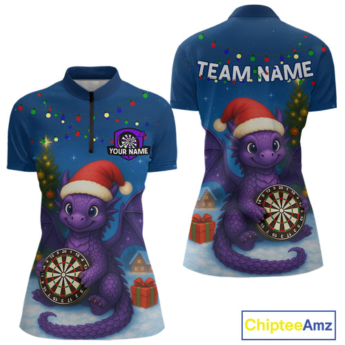 Custom Funny Dragon Dartboard Christmas Dart 1/4-Zip Shirt For Women Xmas Gift Dart Jersey NYN1455