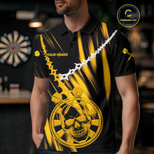 Load image into Gallery viewer, Custom White Chain Yellow Skull Dartboard Dart Men Polo Jerseys Grunge Dart Shirt NYN1716