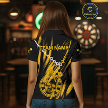 Load image into Gallery viewer, Custom White Chain Yellow Skull Dartboard Dart Women Polo Jerseys Grunge Dart Shirt NYN1716