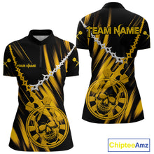 Load image into Gallery viewer, Custom White Chain Yellow Skull Dartboard Dart Women 1/4-Zip Jerseys Grunge Dart Shirt NYN1716
