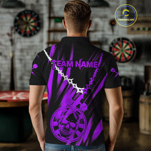 Load image into Gallery viewer, Custom White Chain Purple Skull Dartboard Dart Men Polo Jerseys Grunge Dart Shirt NYN1717