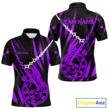 Load image into Gallery viewer, Custom White Chain Purple Skull Dartboard Dart Men Polo Jerseys Grunge Dart Shirt NYN1717