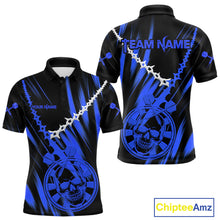 Load image into Gallery viewer, Custom White Chain Blue Skull Dartboard Dart Men Polo Jerseys Grunge Dart Shirt NYN1718