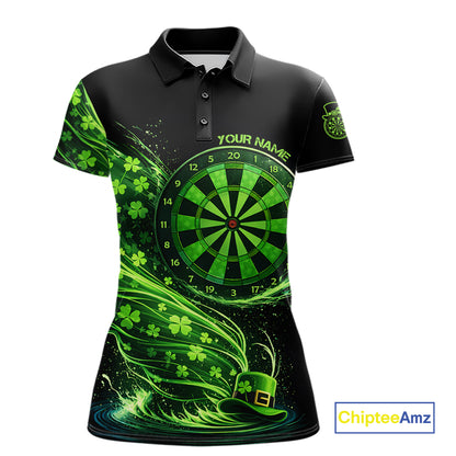 Funny Shamrock Tornado Dartboard Women Darts Polo Shirt Custom St Patrick's Day Darts Team Jersey NYN2532