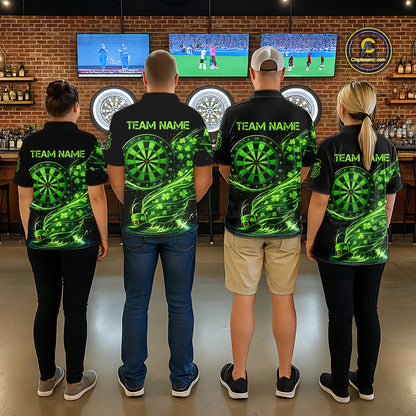 Funny Shamrock Tornado Dartboard Men Darts Polo Shirt Custom St Patrick's Day Darts Team Jersey NYN2532