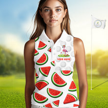 Load image into Gallery viewer, Funny Watermelon Womens Sleeveless Golf Polo Shirts Custom Funny Golfing Flamingo Golf Shirts NYN2882