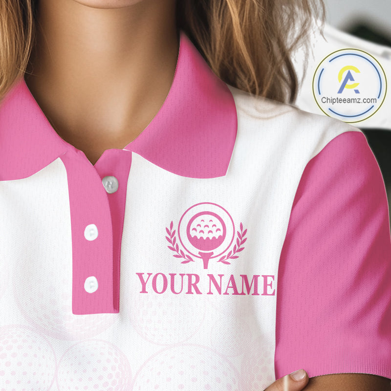 Pink Ribbon Breast Cancer Awareness Womens Polo Shirt Custom US Flag Patriotic Golf Shirt For Women NYN3099