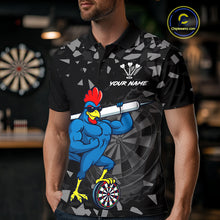 Load image into Gallery viewer, Custom Black And Blue Funny Rooster Dart Polo Shirt For Men Outfit Dart Team Jersey NYN1459