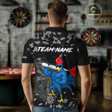 Load image into Gallery viewer, Custom Black And Blue Funny Rooster Dart Polo Shirt For Men Outfit Dart Team Jersey NYN1459