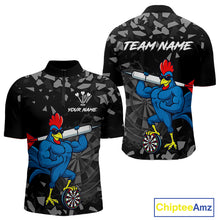 Load image into Gallery viewer, Custom Black And Blue Funny Rooster Dart 1/4-Zip Shirt For Men Outfit Dart Team Jersey NYN1459