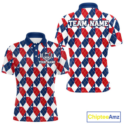 Texas Flag Argyle Golf Polo Shirt For Men Custom Red White Blue Argyle Golf Team Shirts NYN4930