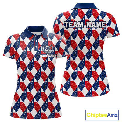 Texas Flag Argyle Golf Polo Shirt For Women Custom Red White Blue Argyle Golf Team Shirts NYN4930