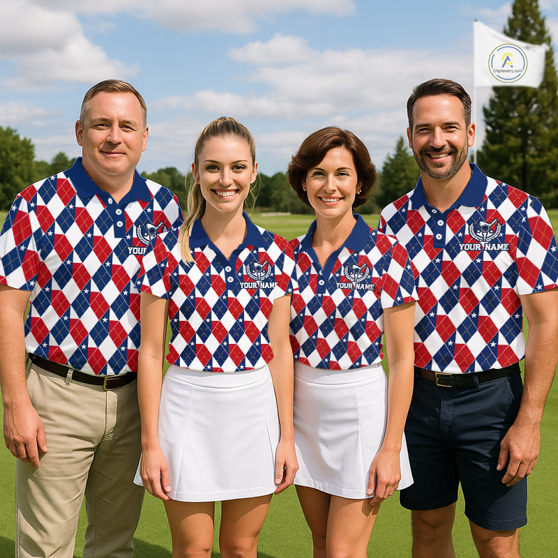 Texas Flag Argyle Golf Polo Shirt For Men Custom Red White Blue Argyle Golf Team Shirts NYN4930