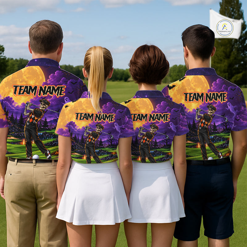 Halloween Mens Golf Polo Shirt Personalized Argyle Skeleton Golfer Halloween Golf Team Jersey NYN4932