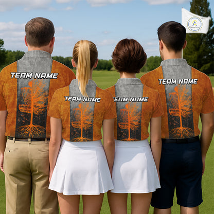 Disc Golf Basket Grunge Orange Men Disc Golf Polo Shirts Custom Disc Golf Jerseys Team Shirts For Men NYN3112